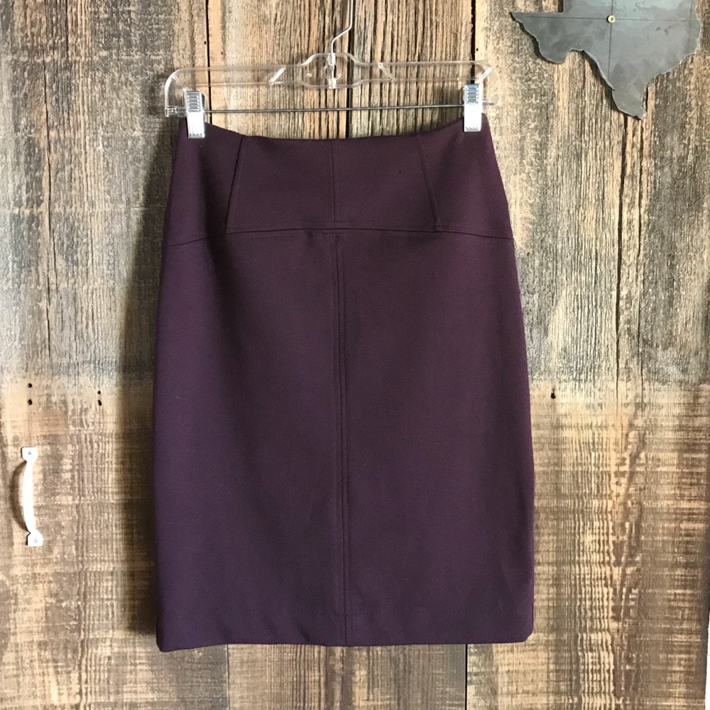 Plum Stretch Pencil Skirt